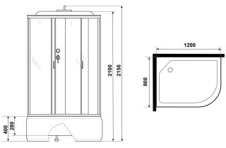 Душевая кабина Niagara NG-2310-14LP 120x80см серебро/матовое